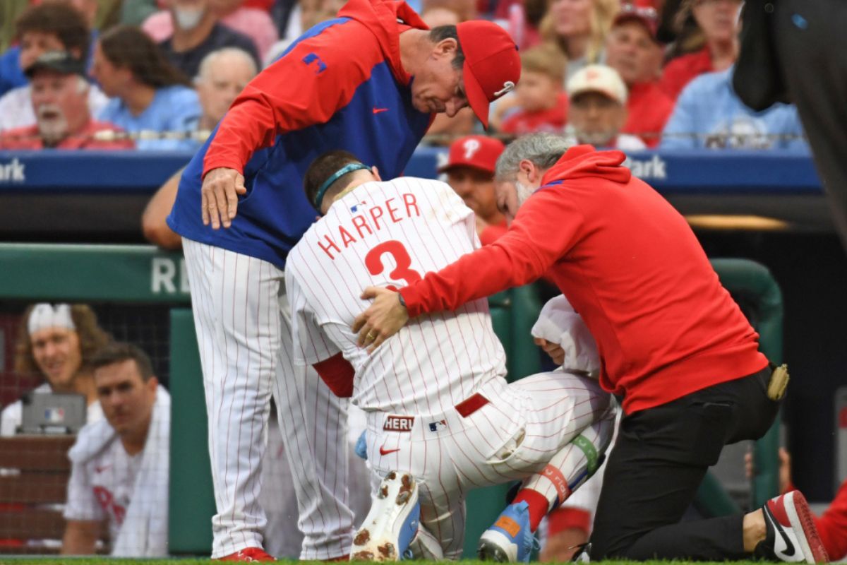 Bryce harper escapa de una lesión grave / foto cbs