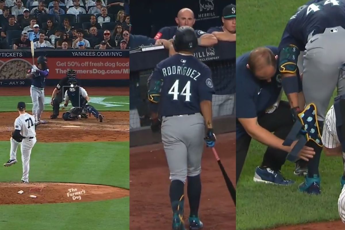 Julio rodríguez pasa un susto en yankee stadium