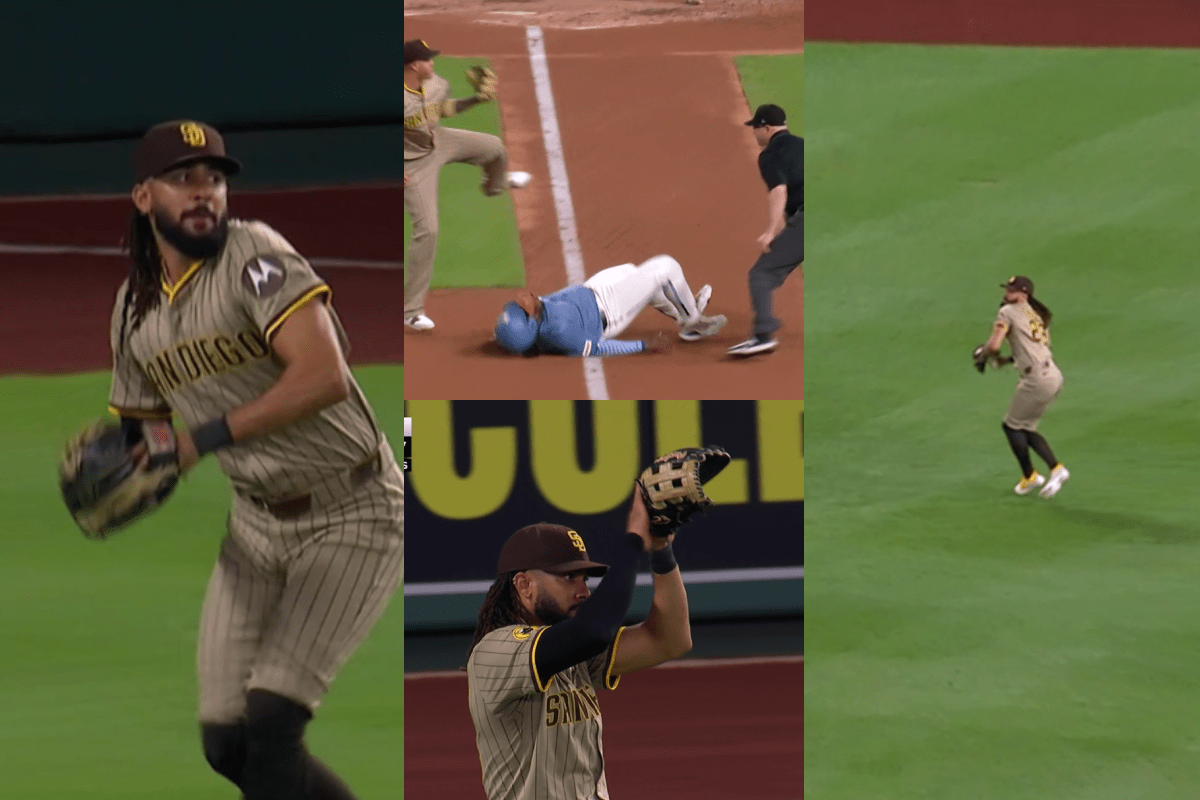 Fernando tatis jr. Hace pagar a corredor con tiro a 96 millas