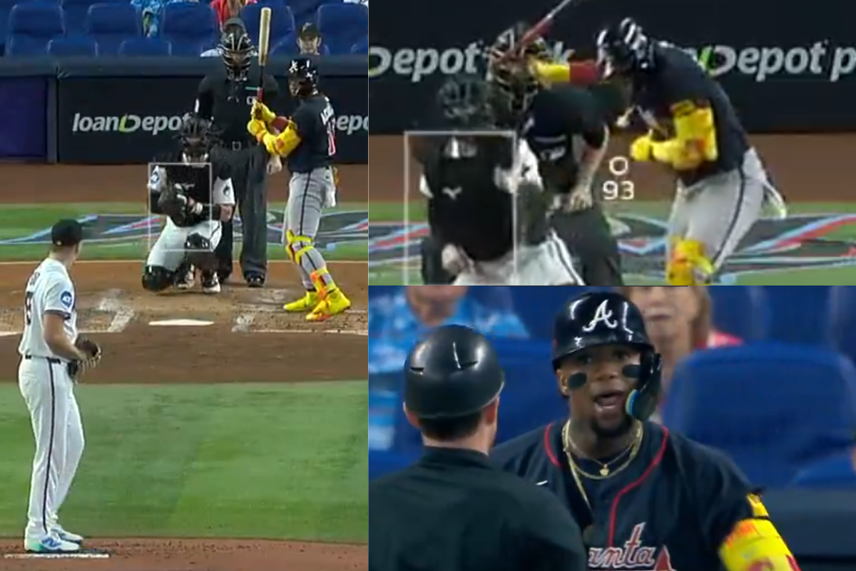Momento en el que se vacían las bancas tras pelotazo a ronald acuña jr