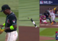 MLB Batazo a 104 millas rompe el guante de Geraldo Perdomo